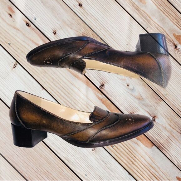 BRUNO MAGLI Brown Leather Wing Tip Loafer, EU 34 / US 2-1/2 - 3 - Picture 3 of 7